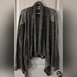 Knox Rose Multi Charcoal Draped Cardigan Cascading Front XXL